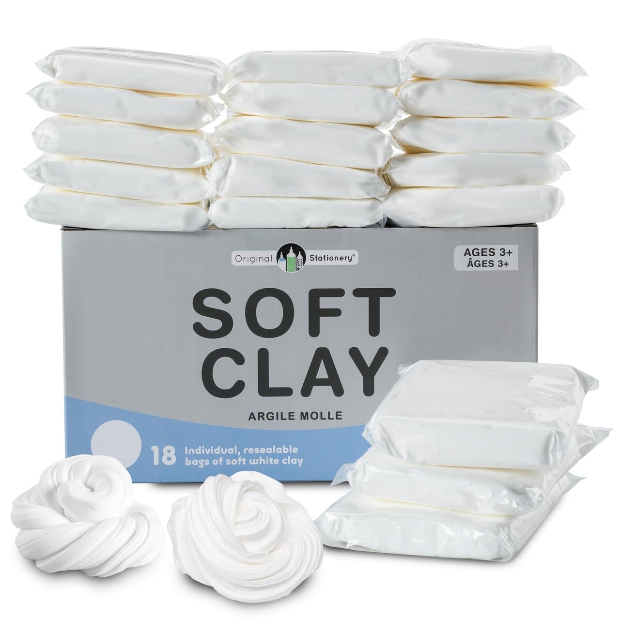 Original Stationery Soft Clay Modeling Compound - 4 lb (1.8 kg), White - Air Dry Cloud Dough & Butter Slime Clay for DIY Slime Kit, Arts & Crafts, Ages 7+ Kids Crafts